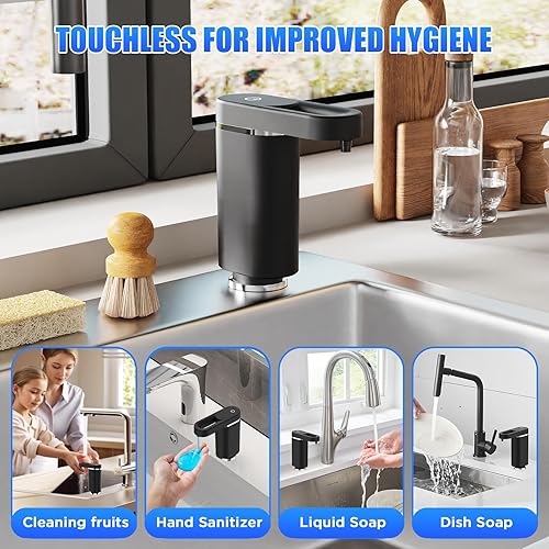 Miniatura 5 de Dispensador de jabón para platos para fregadero de cocina, fregadero de encimera dispensador integrado sin contacto, sistema de dispensación de