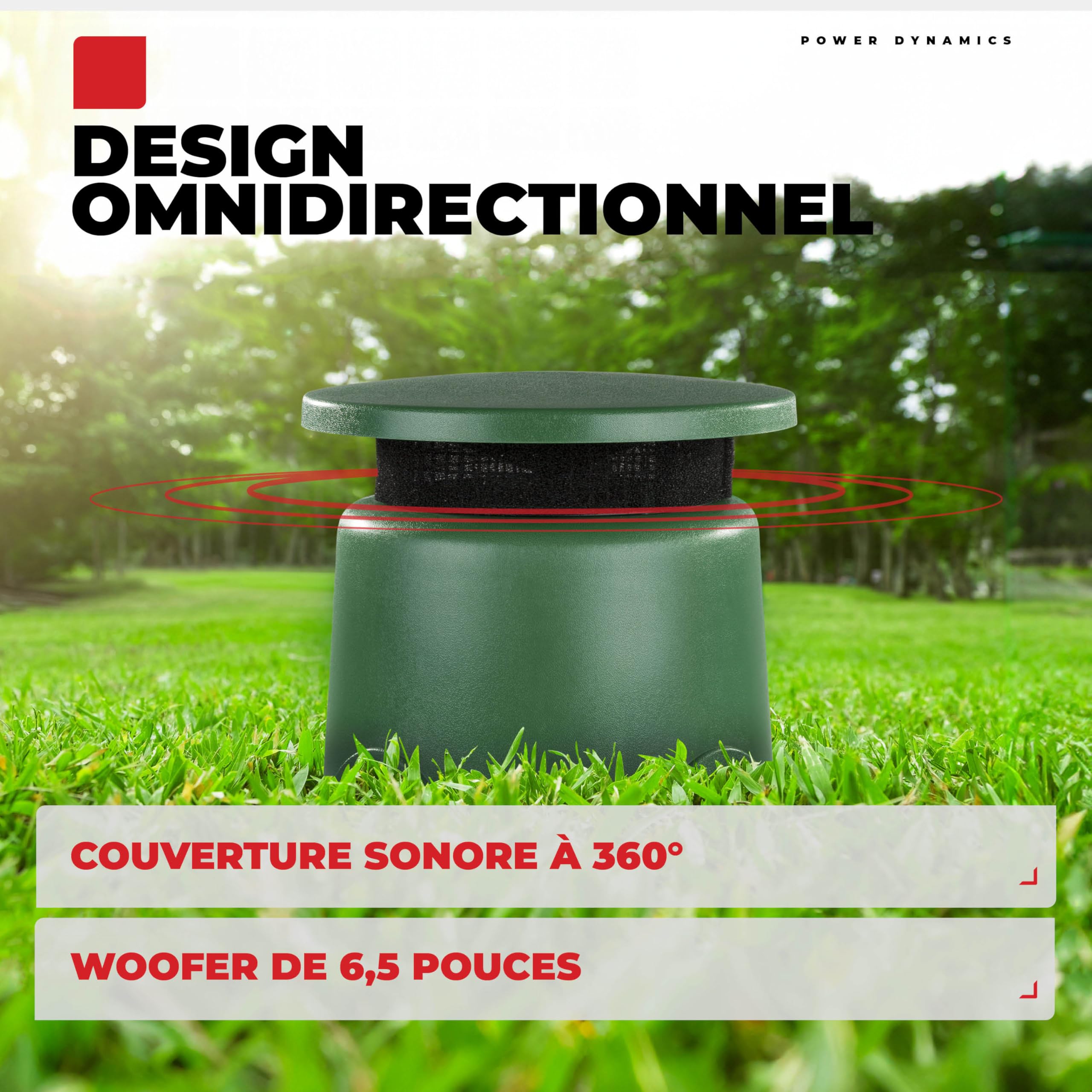 Power Dynamics GS640 - Enceinte Extérieure 100V 40W 6,5″ - Sonorisation Jardin, terrasse & Zones publiques, Installation discrète ou Semi-enterrée