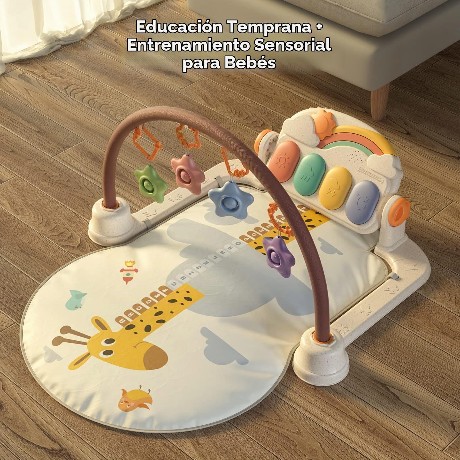 TUMAMA Baby Floor Gyms Playmats Actividad Gimnasio Sonidos Luces Música Kick Play Piano Niños Sonajeros colgantes Estera para gatear Suave Grueso Niño Recién nacido Regalos de vacaciones