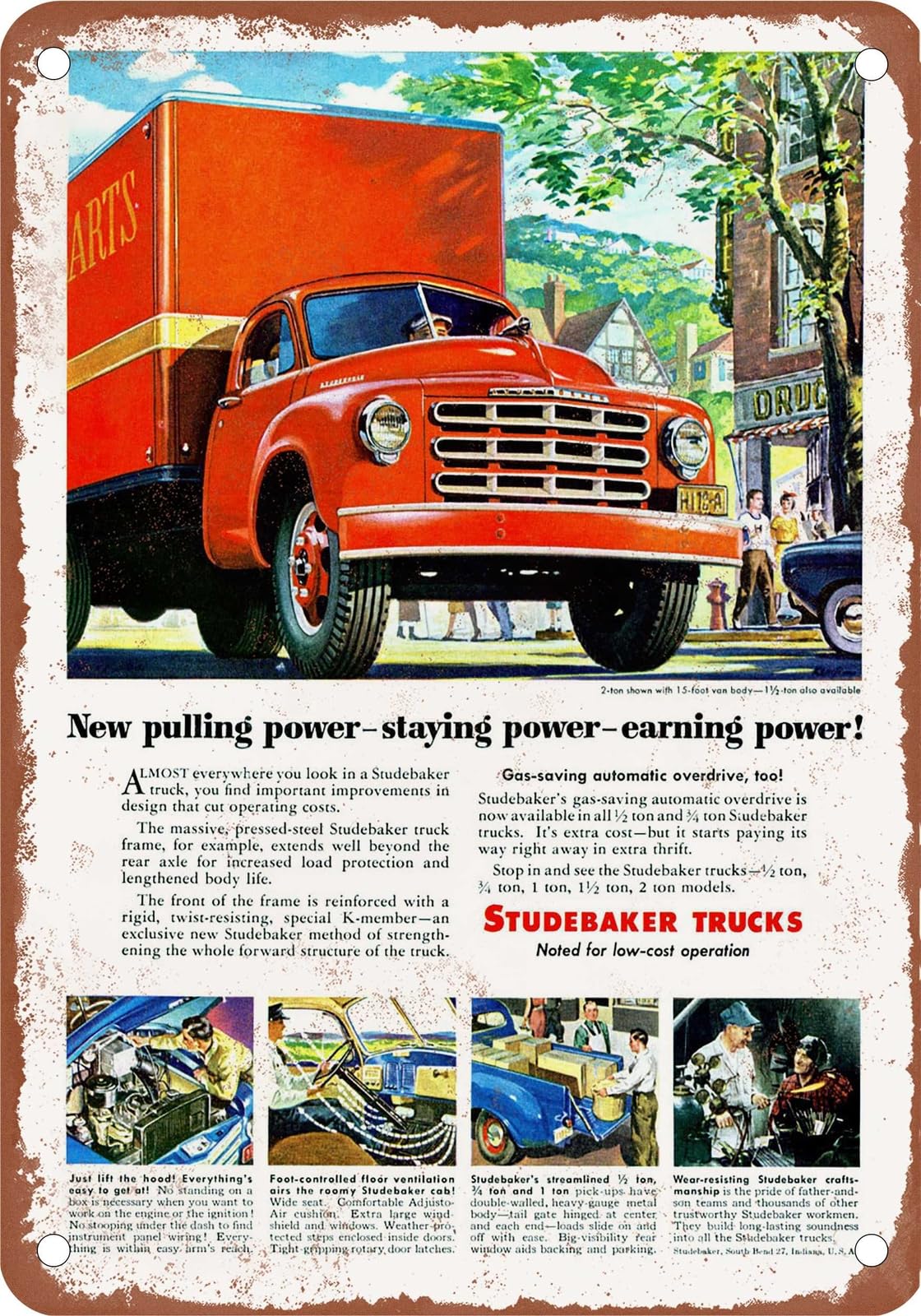 Miaomansenstore Metal Sign - 1950 Studebaker Truck Vintage Ad 06 - Old Retro Rusty Look Home Decor