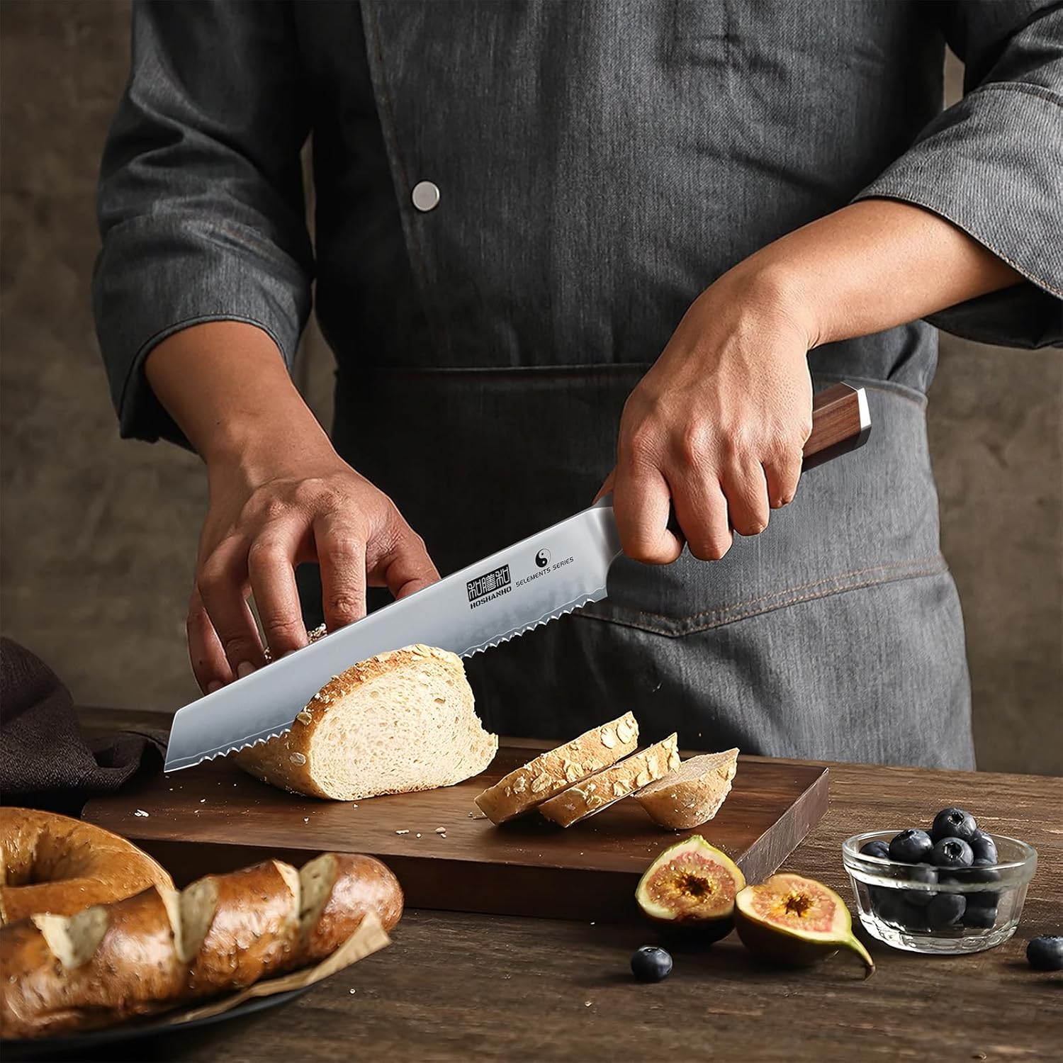 HOSHANHO Bread Knife 8 inch, Professional Japanese High Carbon Stainless Steel Serrated Bread Knife, Razor Sharp Bread Knife for Homemade Bread, Sourdough, Bagels, Cake - Image 5
