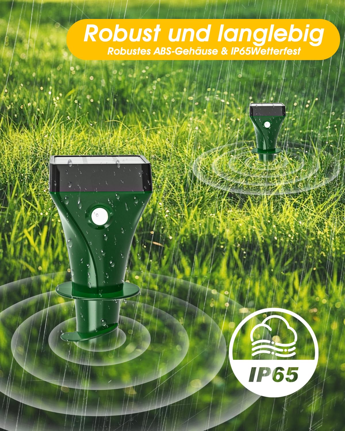 Maulwurf Vertreiber 2er Set, Maulwurfschreck Abwehr gegen Wühlmäuse, Schlangen & Nagetiere, IP65 Wasserdicht, Tiervertreiber für Garten, Rasen & Hof – Unschädlich für Haustiere