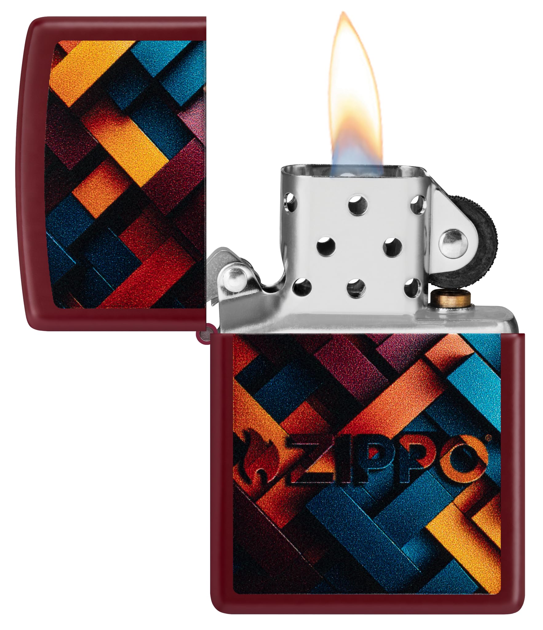 Zippo Windproof Lighter, Geometric Zippo, Merlot, Colour Image, Refillable, Reusable, Windproof Design, Gift Box, Made in USA - Image 3