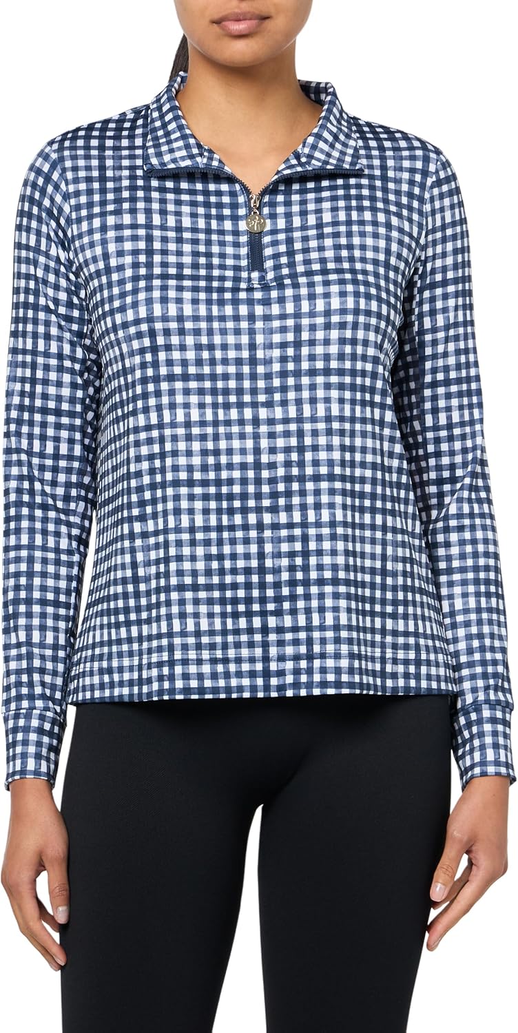 Stella Parker Womens Performance 1/2 Zip Polo Pullover – UPF 50+, Stretch Fabric, Inner Arm Mesh Inserts