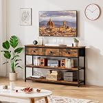 Fyzeg Table Console avec 3 Tiroirs, tableau d'entrée avec 3-Tier étagères de rangement, plateau industriel Table de canapé en bois pour salon, chemin d'entrée, Hallway, Couch, foyer, cuisine, 47Inch Marron rustique