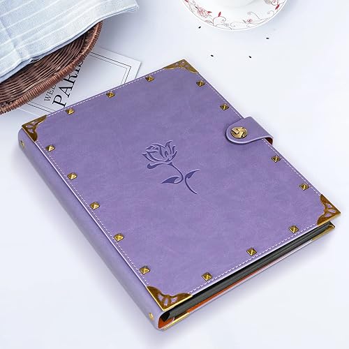 Miniatura 2 de ZEEYUAN Álbum de recortes de cuero para el día de la madre, álbum de recortes morado, regalo para mamá, abuela, parejas, libro de recuerdos de