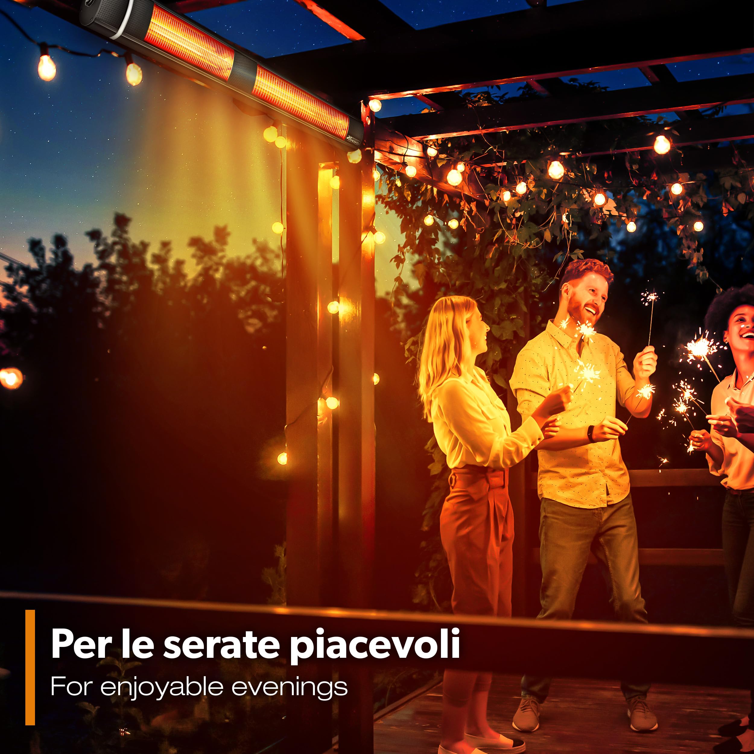 TRESKO Stufa a Infrarossi 3000W Telecomando Riscaldatore Elettrico Patio 3 Livelli Calore Riscaldatore Quarzo Nero