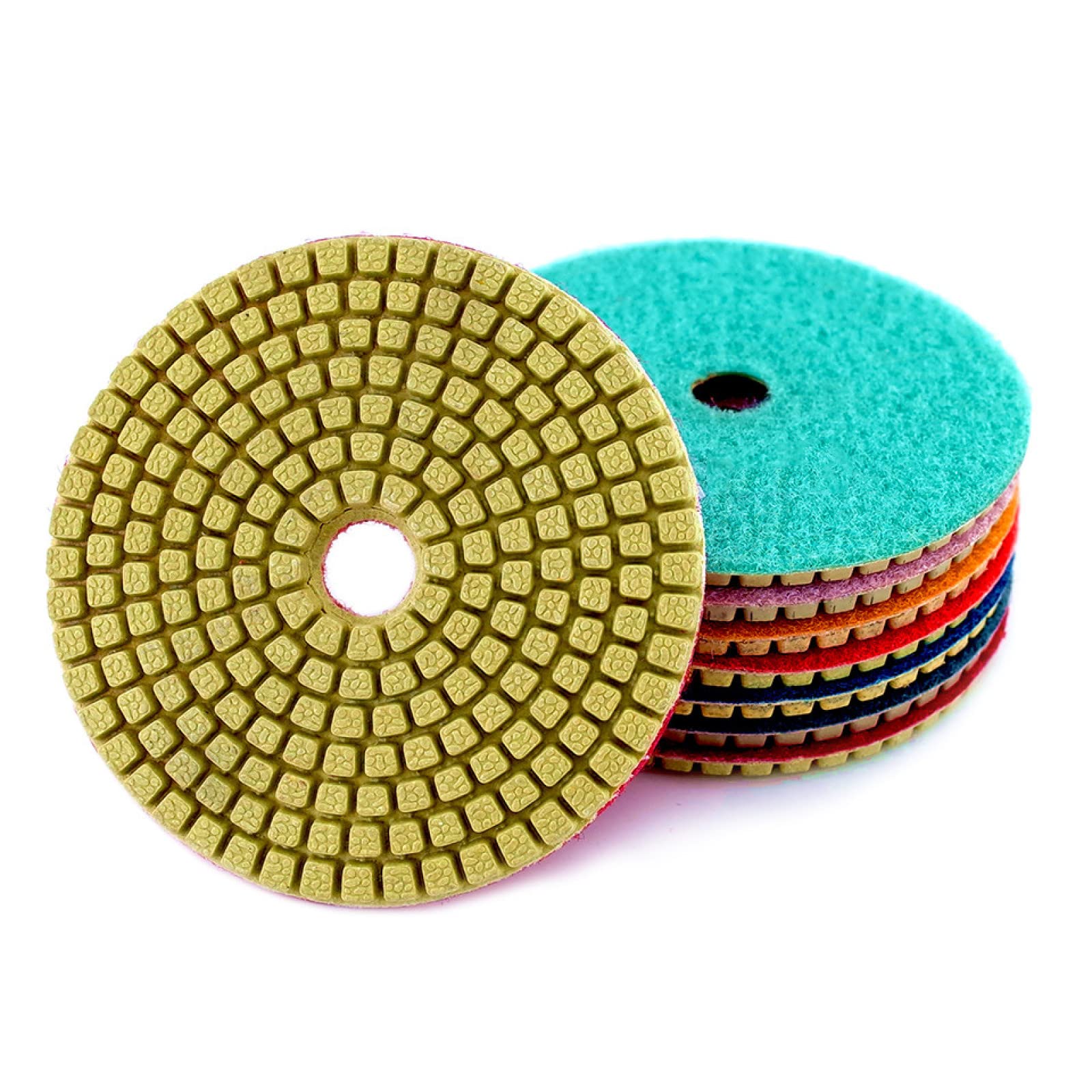 Almohadillas pulidoras de diamante, Lote de 7 almohadillas for pulir mármol de 4 pulgadas y 100 mm, disco de pulido de diamante for baldosas de cerámica y hormigón WPD12(3000)