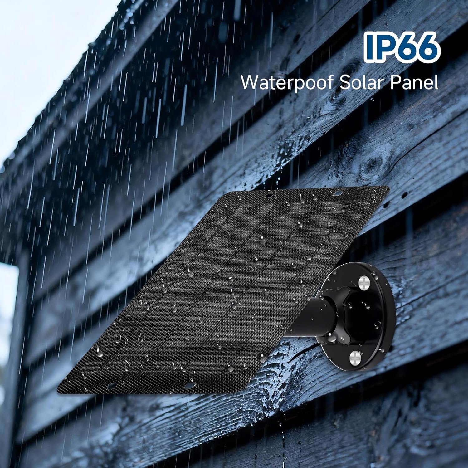 6W USB Solar Panel for Ring Camera & Outdoor Security Cameras, 5V USB-C Solar Charger with 360° Bracket & Barrel/Micro Adapters, Compatible with Ring/Blink/Wyze/Tapo/Arlo Cameras 2pack