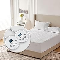Wapaneus Queen Heated Mattress Pad: 10 Heat Levels, Dual Controls, 12-Hr Timer, Fits 18" Deep Pockets, Machine Washable Microfiber Bed Warmer 60x80"