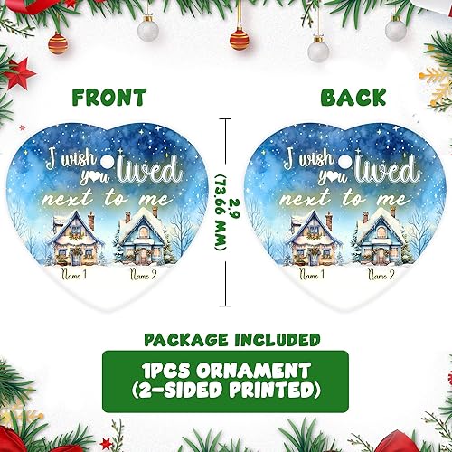Miniatura 2 de Adorno personalizado de la amistad, adorno de Navidad con texto en inglés "I Wish You Lived Next Door", adornos de Navidad personalizados para