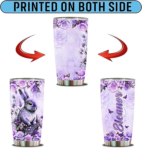 Miniatura 6 de Taza de café personalizada de conejo para mujeres, lindas tazas de viaje de conejo, botella de agua para niñas, hija, día de la madre, cumpleaños,