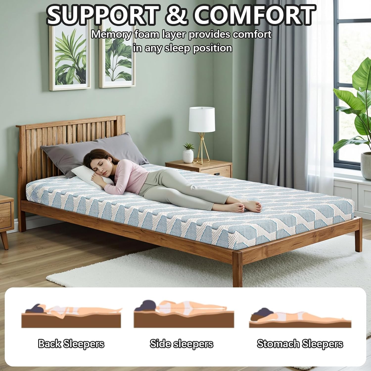 Mattress,Cooling Memory Foam Mattress,Bed Mattress in A Box for Pressure Relief and Cool Sleep Gel Foam and Removable Washable Cover,Medium Firm Support,CertiPUR-US Certified (Twin, 6, 6, Inches)