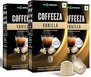 Vanilla Flavoured Coffee Capsules, Intensity - 6 |Aluminium Coffee Pods |100% Arabica Coffee | Box of 3 (30 Capsules)