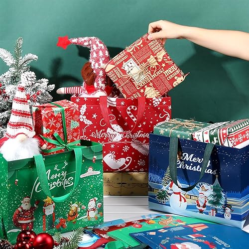 Miniatura 6 de Clysee 24 bolsas de regalo de Navidad, bolsas reutilizables de Navidad con asas, bolsas de regalo de Navidad no tejidas, regalo de Navidad para