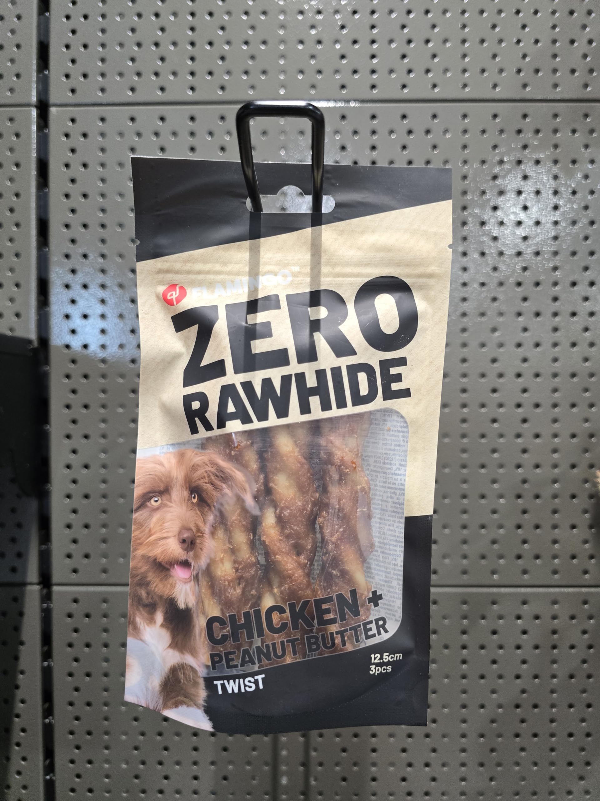 Flamingo Friandise Chien – Bâtonnet sans Peau Bovine au Poulet & Beurre de cacahuète – 12,5cm – 120g – saveur Unique