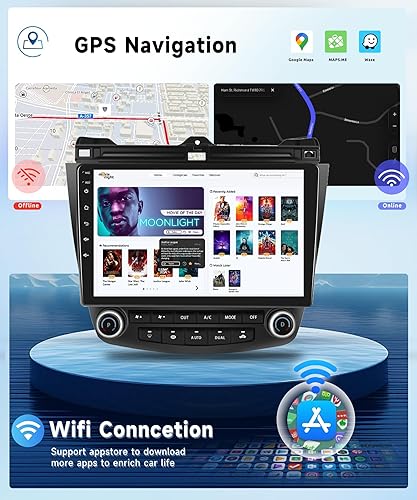 Miniatura 4 de Para Honda Accord 7th 2003 2004 2005 2006 2007 Android Car Stereo con Carplay inalámbricoAndroid Auto 10.1 "Pantalla táctil Autoradio Soporte WiFi