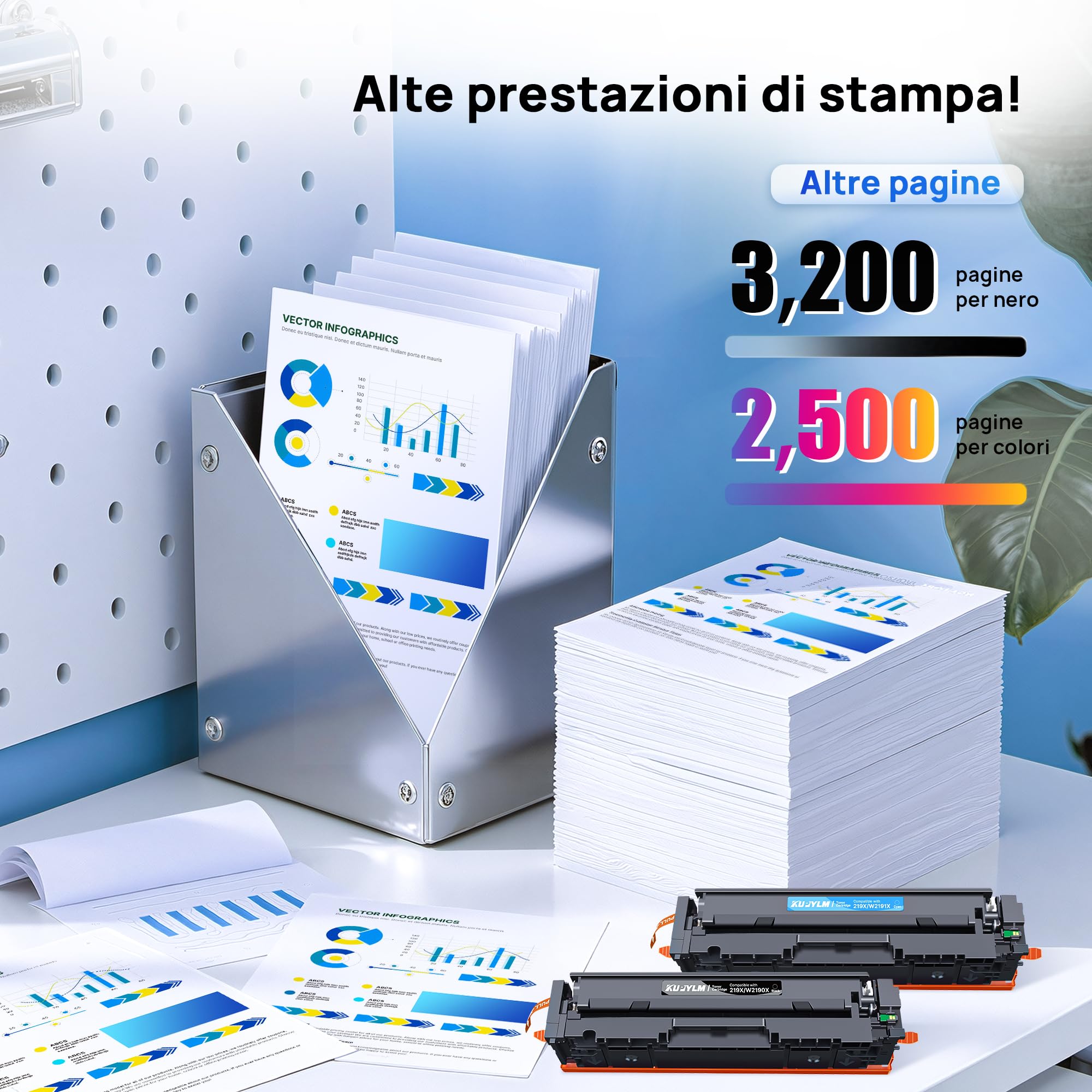KUPYLM 219X Toner (Con Chip) Compatibile per HP 219X 219A Toner (4-Pack) | Compatibili per HP Color Laserjet Pro MFP 3302FDW 3302SDW 3202DW 3302FDN 3302FDWG 3302SDWG 219X (Nero Ciano Giallo Magenta)