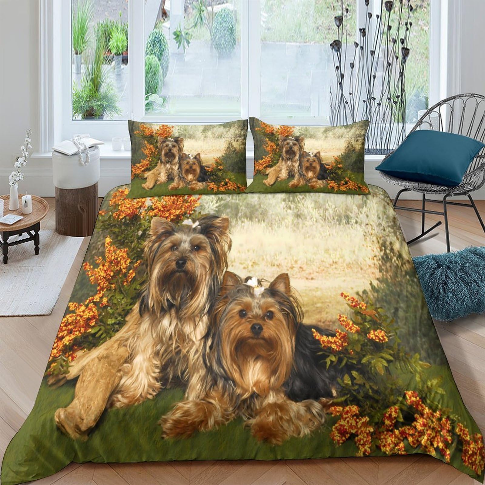 Ctjqhvkz Style-2 3D Printed Dog Lovers Fitted Sheet Microfiber Soft Breathable Pet Portrait Bed Cover For Bedroom Guest Room Decor Single（135X200cm）