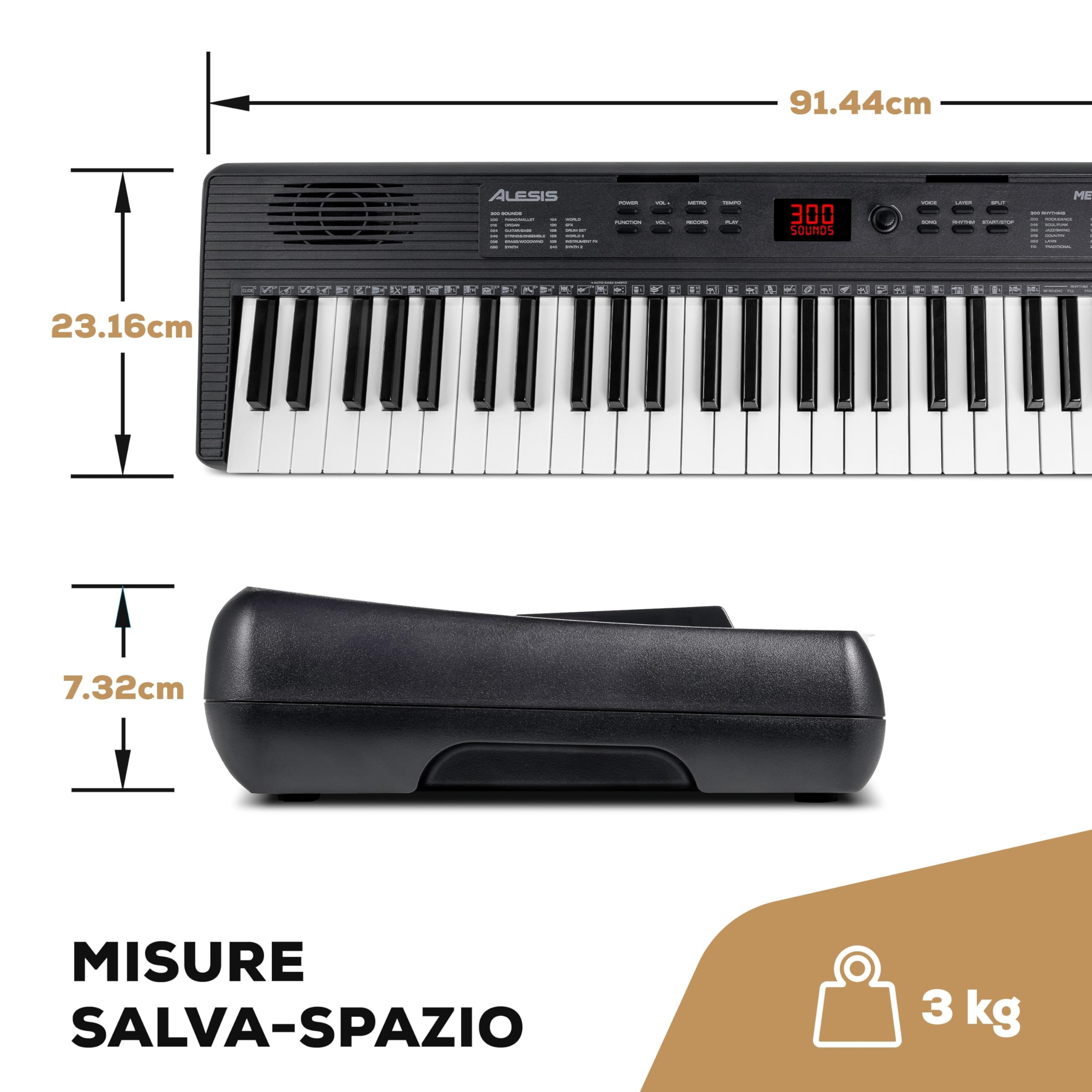 Alesis Melody 61 Pianola Tastiera 61 Tasti per Principianti con Altoparlanti Leggio 300 Suoni Lezioni Musicali
