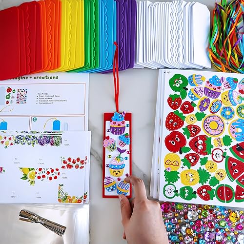 Miniatura 2 de Winlyn 36 juegos de manualidades de frutas, manualidades de verano, marcapáginas de postre de frutas, juegos de arte de manzana, piña, sandía,