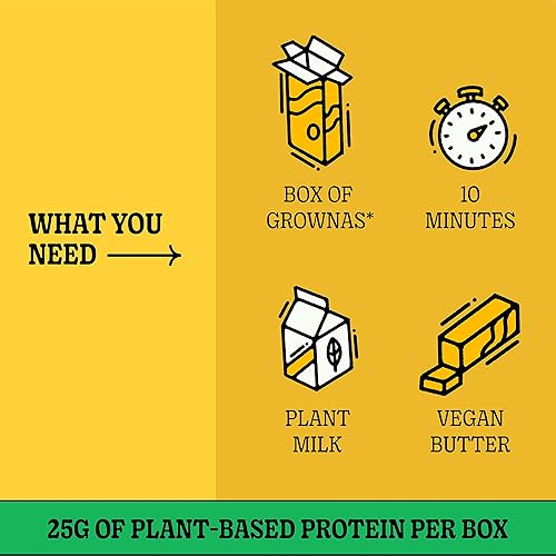 Miniatura 6 de GrownAs Macarrones y queso veganos, paquete variado de 4, 0.88 onzas de proteína por paquete, sabor clásico y real, sin lácteos, aperitivo alto en