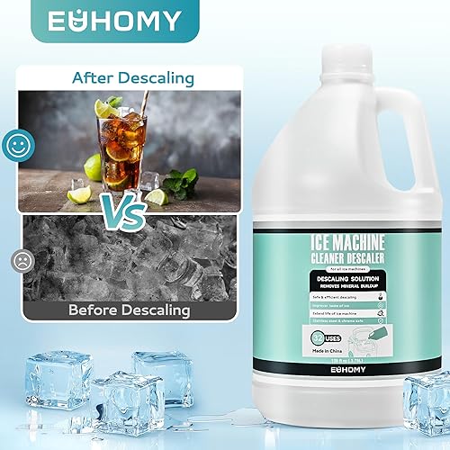 Miniatura 4 de EUHOMY Limpiador de máquina de hielo para 32 usos (1 galón3.75 L), limpiador para máquina de hielo de 128 onzas líquidas, solución universal ideal