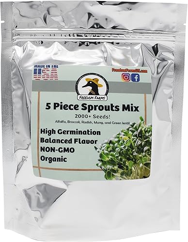 Semillas iniciales de brotes de frijol estilo ensalada de 1 libra, más de 2000 semillas, sin OMG, mezcla de germinación, incluye alfalfa, brócoli, Semillas iniciales de brotes de frijol estilo ensalada de 1 libra, más de 2000 semillas, sin OMG, mezcla de germinación, incluye alfalfa, brócoli,