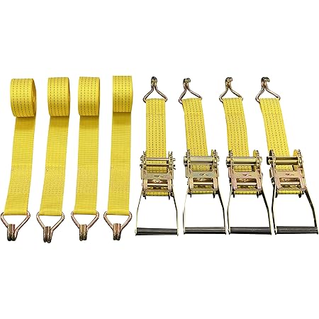 4 Pack 2" x15' Ratchet Strap Tie Down 5000 Lbs J Hook