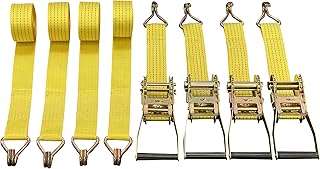 4 Pack 2" x15' Ratchet Strap Tie Down 5000 Lbs J Hook
