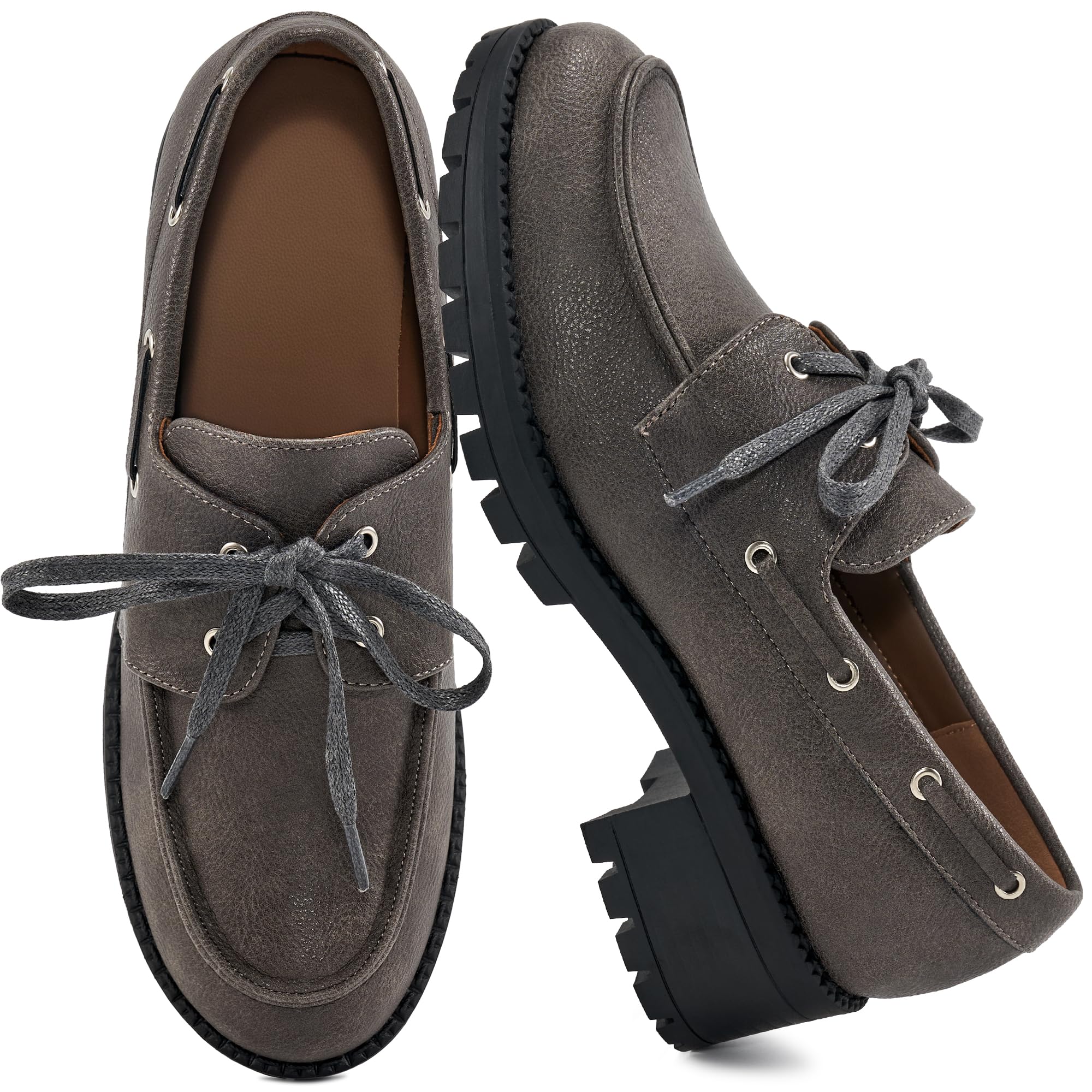 Ablanczoom Platform Oxford Shoes for Women Lace Up Womens Platform Chunky Loafers with Lug Sole Dress Shoes for