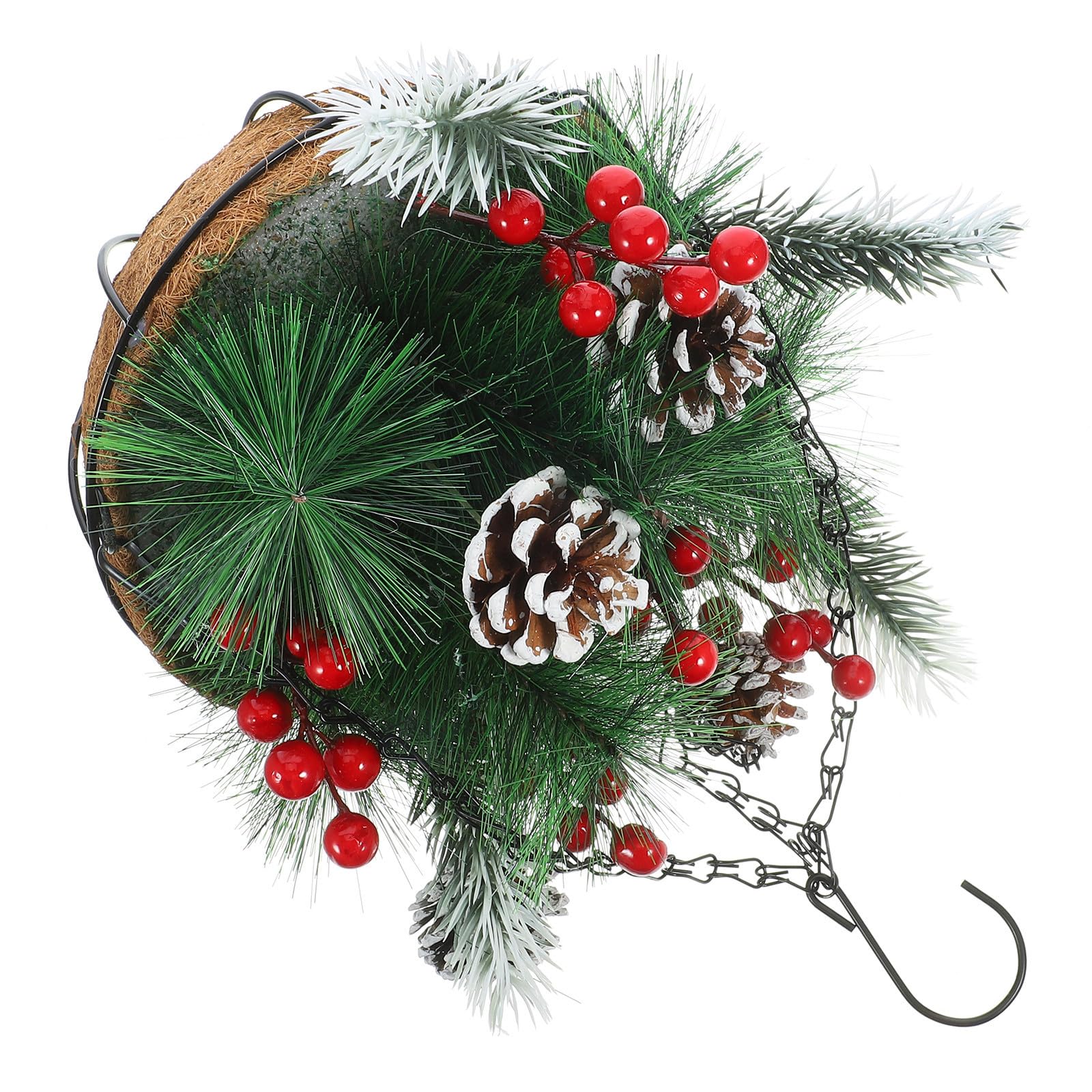 Pendentif de Noël suspendu plastique panier fleurs artificielles durable