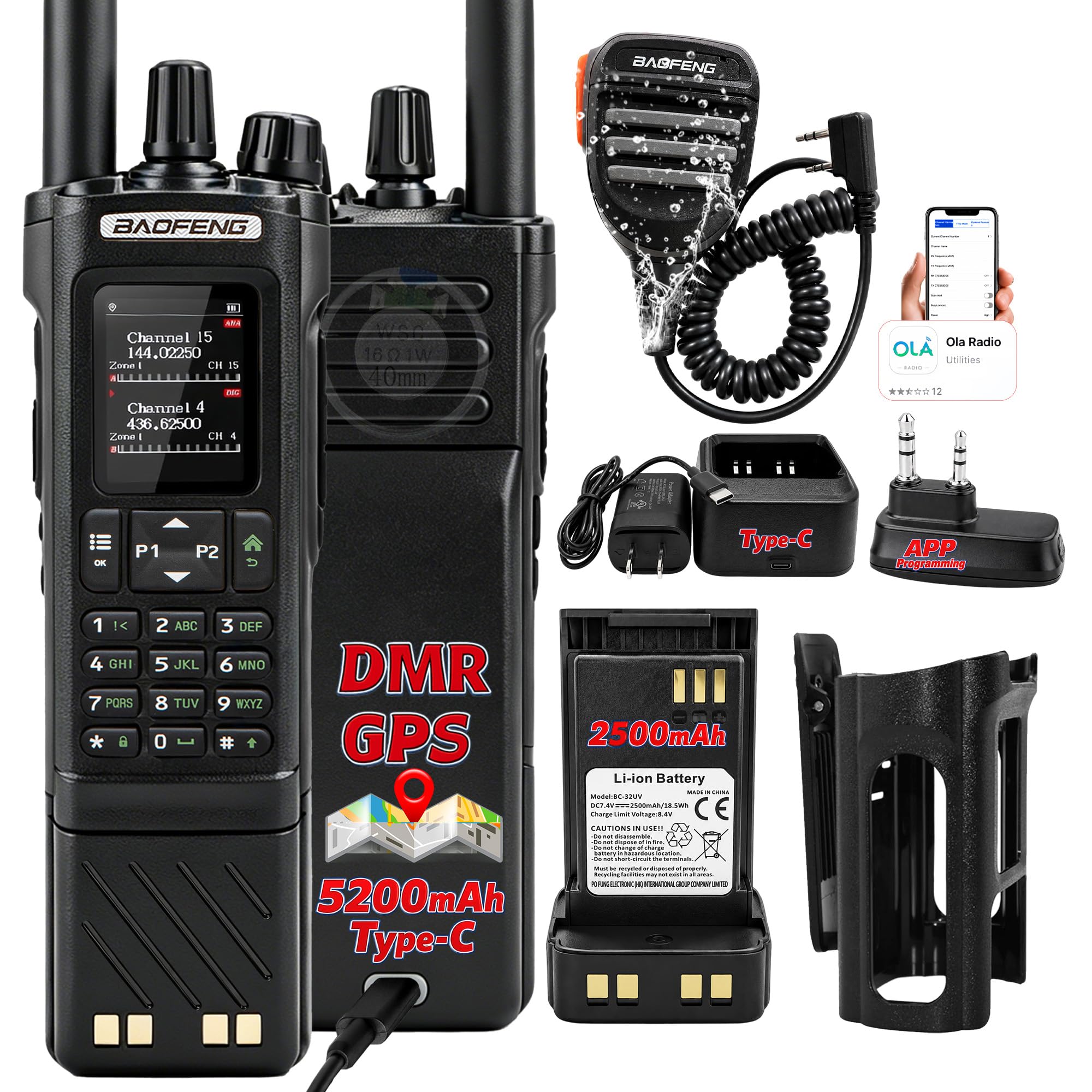 BAOFENG DM32 DMR 10W Radio: Long Range Walkie Talkie with GPS for Outdoor