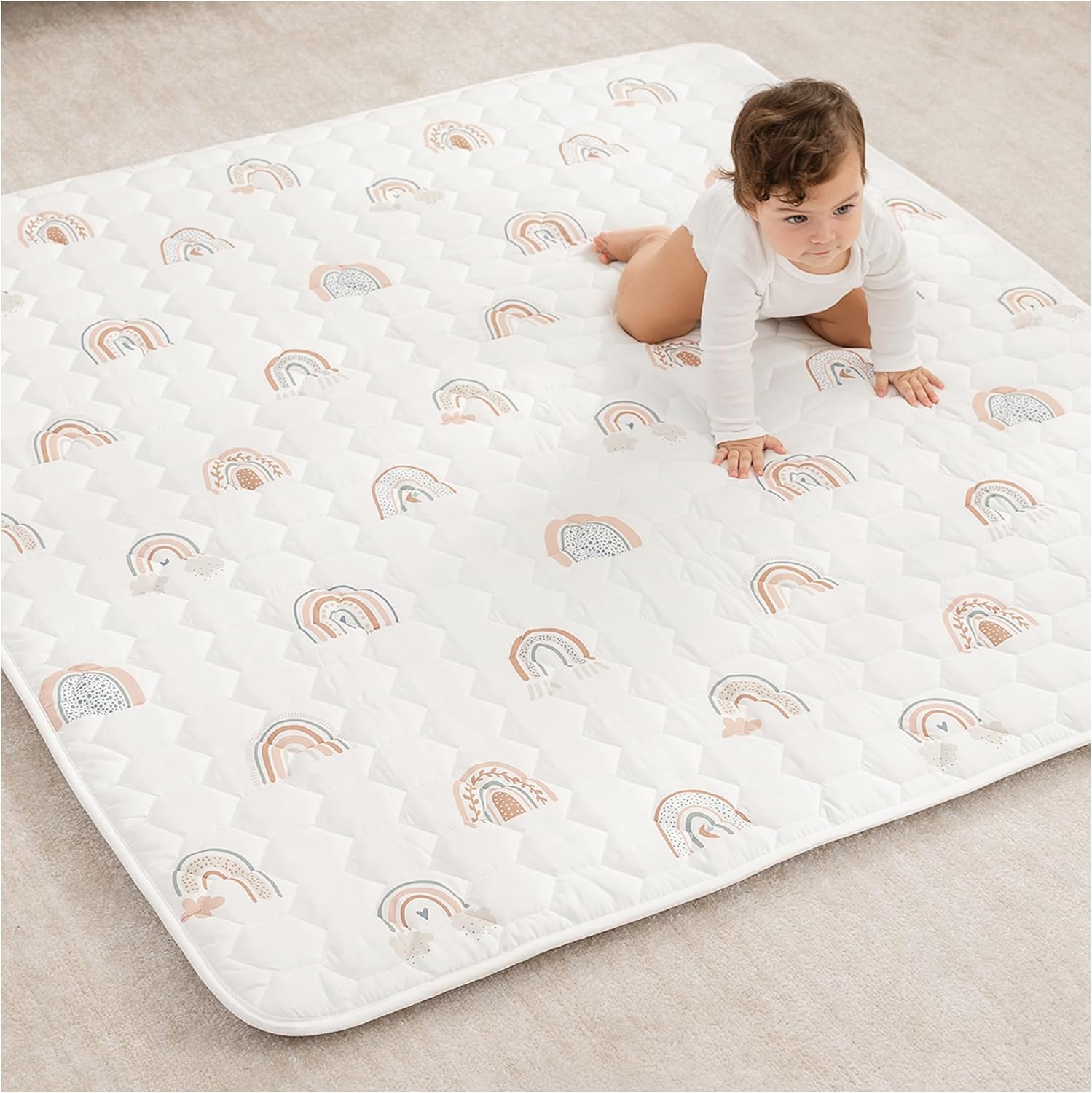Baby Safety Gate and Square Kids Play Mat Bundled by Comfy Cubs