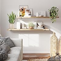Vista 2 de Wallniture Forte Estantes flotantes de pared de 60 x 11.5 pulgadas para decoración de dormitorio, incluye soportes de metal resistente con tablero