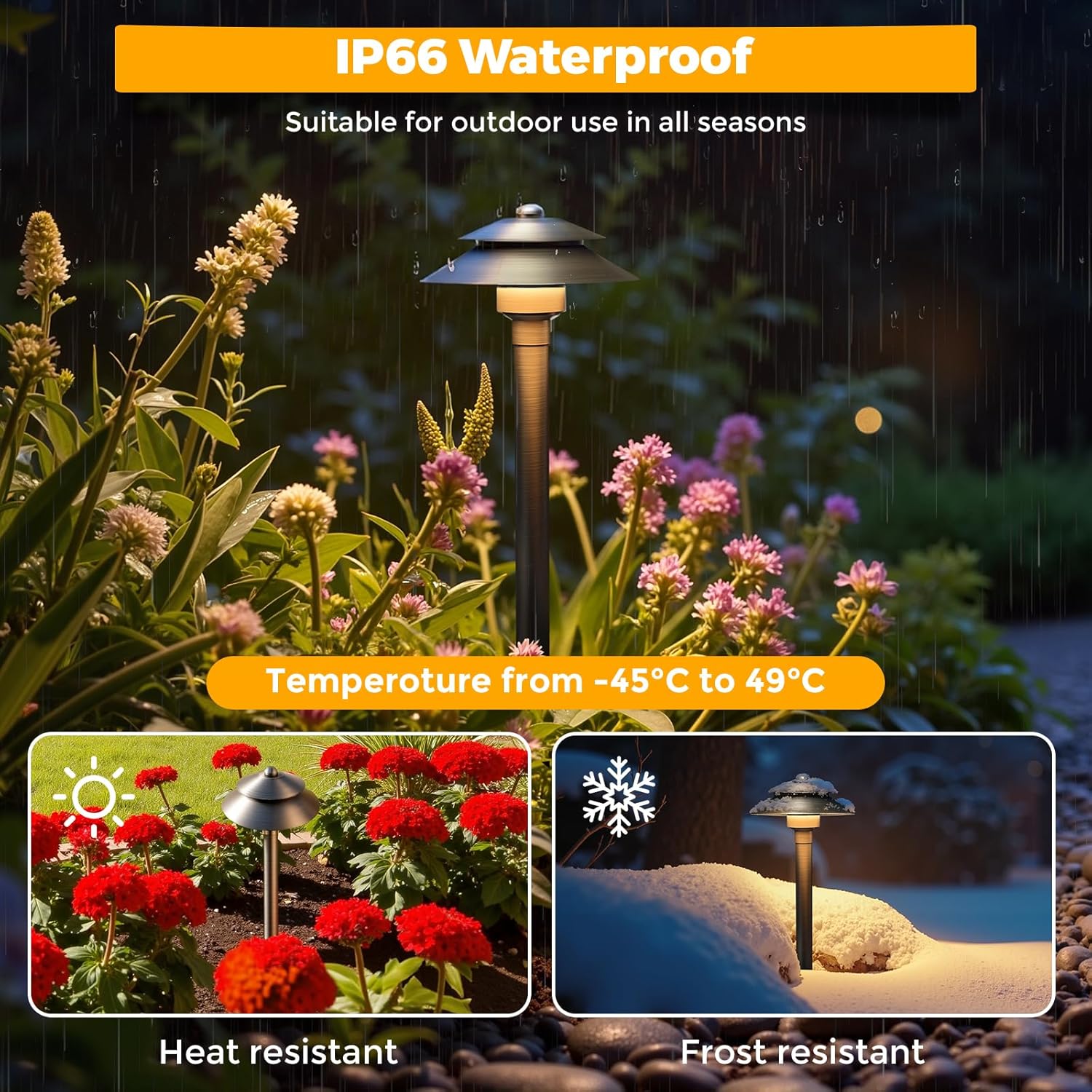 Gardencoin Solid Brass Low Voltage Landscape Pathway Lights (6'' Shade, 19'' Tall), 12V LED Heavy Duty Path Lighting Outdoor Wired, Waterproof Antique Bronze Walkway Light Without G4 Bulb,6 Pack - Image 5