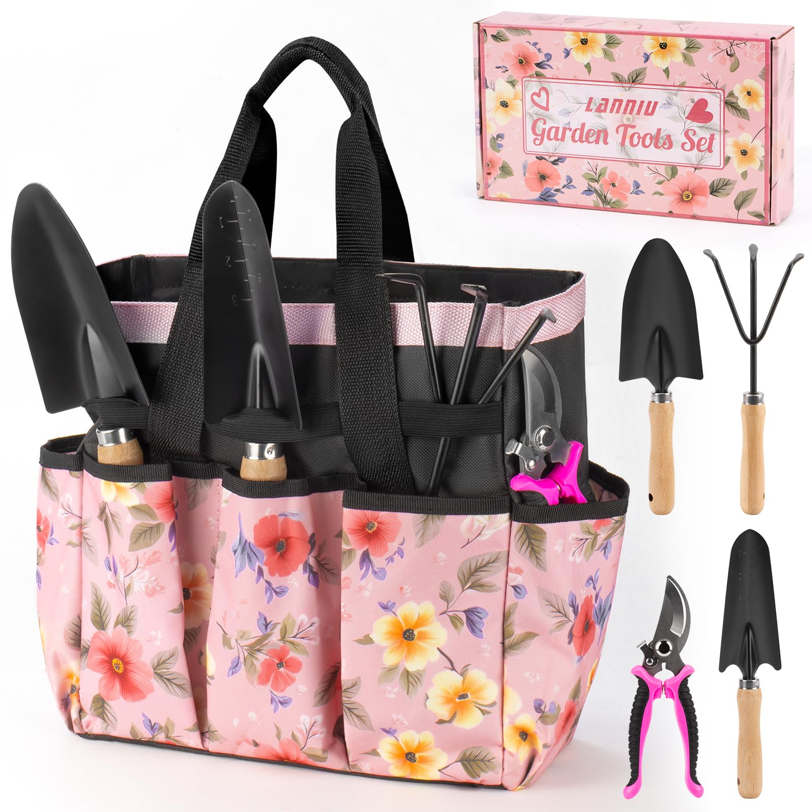 gardenpink① Amazon.com : LANNIU Pink Gardening Tools, Garden Tool Set for