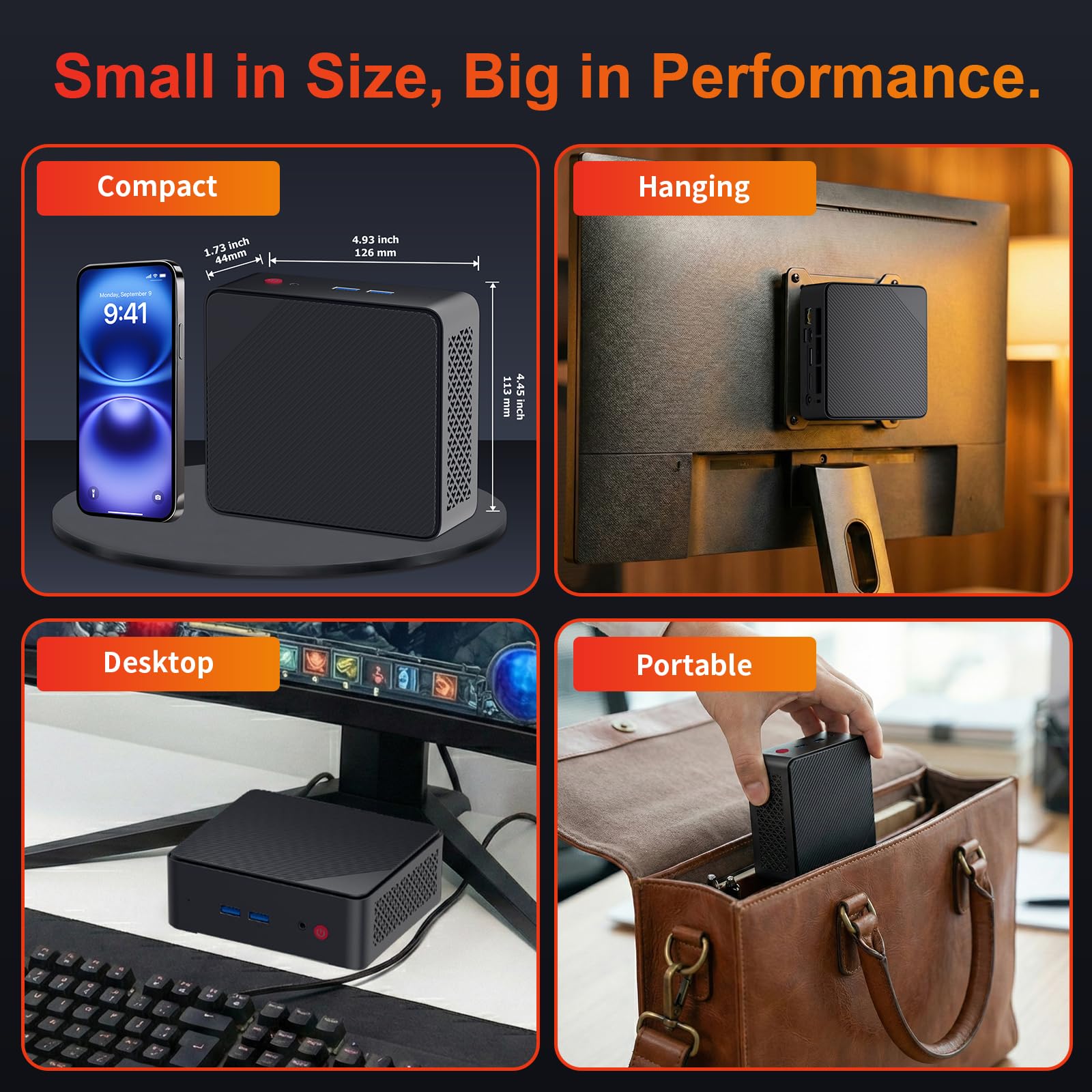 AWOW Mini PC AMD Ryzen Embedded R2514 (4 core, fino a 3,7 GHz), 8 GB DDR4, SSD PCIe 3.0 da 512 GB, grafica Radeon, display 4K da 1000 m, WiFi 5