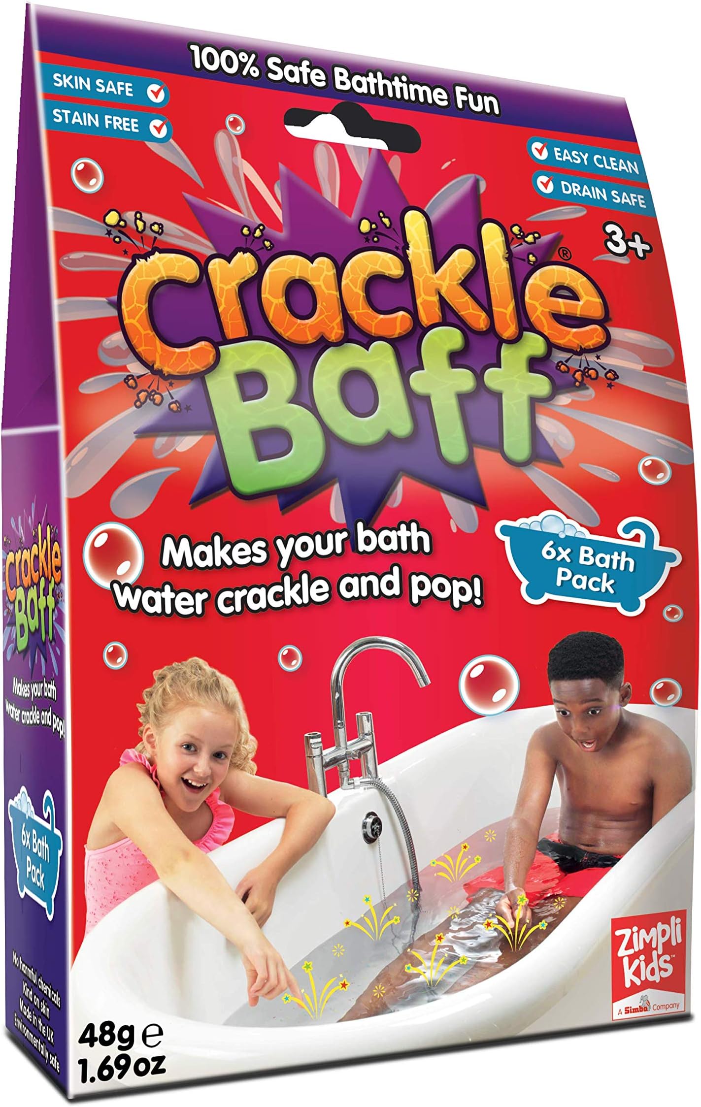 Zimpli Kids Crackle Baff from, 6 Bath Pack, Magically makes your water Crackle, Pop & Change Colour, Party Bag Fillers Favours for Children, Creative Learning Toy, Sensory Bath Toy, Non-Toxic