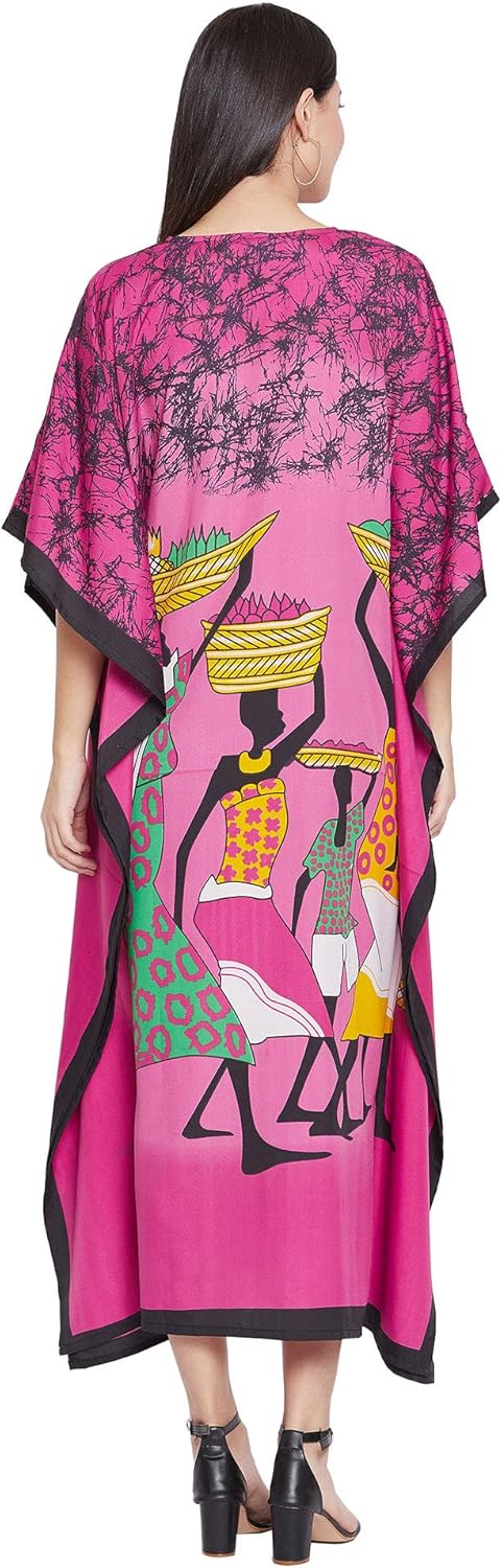 Oussum Women Plus Size Kaftans Kimono Polyester Dresses Loose Caftan Dress Ladies Evening Casual Long Maxi Lounge Beach Wear - Image 6