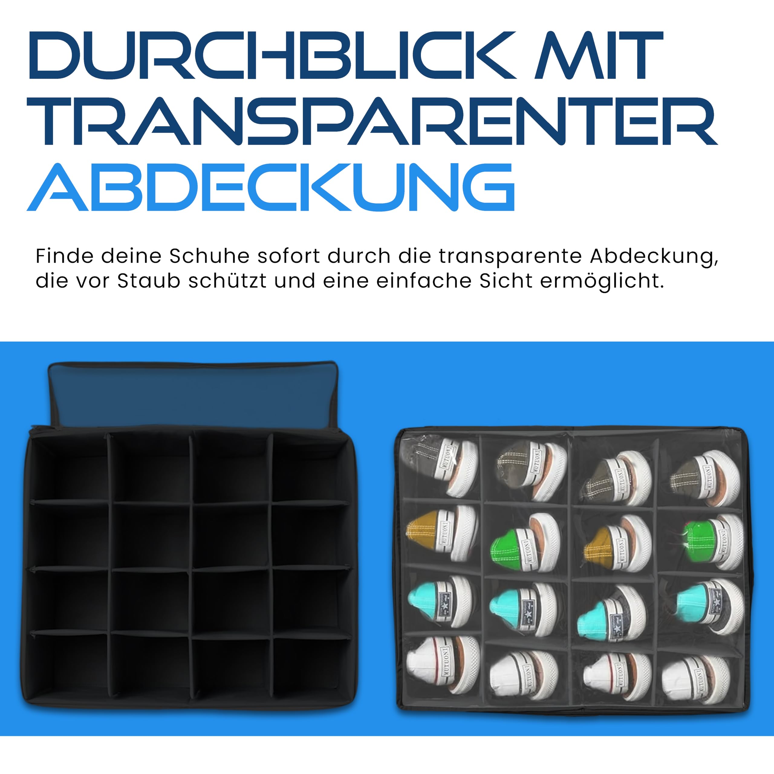 Organizer für Schuhe, inklusive 4 Schuhtaschen, Schuhaufbewahrung für Schrank, Schuhboxen, Schuhboxen, Schuhaufbewahrung