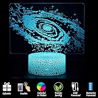 Vista 5 de ZYTC Luz nocturna de ilusión 3D, sistema solar, tres patrones, universo, espacial, galaxia, luz nocturna, escritorio, habitación, lámpara de ilusión