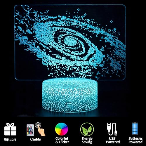 Miniatura 5 de ZYTC Luz nocturna de ilusión 3D, sistema solar, tres patrones, universo, espacial, galaxia, luz nocturna, escritorio, habitación, lámpara de ilusión