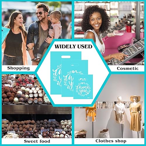 Miniatura 7 de MJOGGOTT 300 bolsas de mercancía de agradecimiento, 3 tamaños de bolsas de regalo de agradecimiento con asas, bolsa de plástico para pequeñas