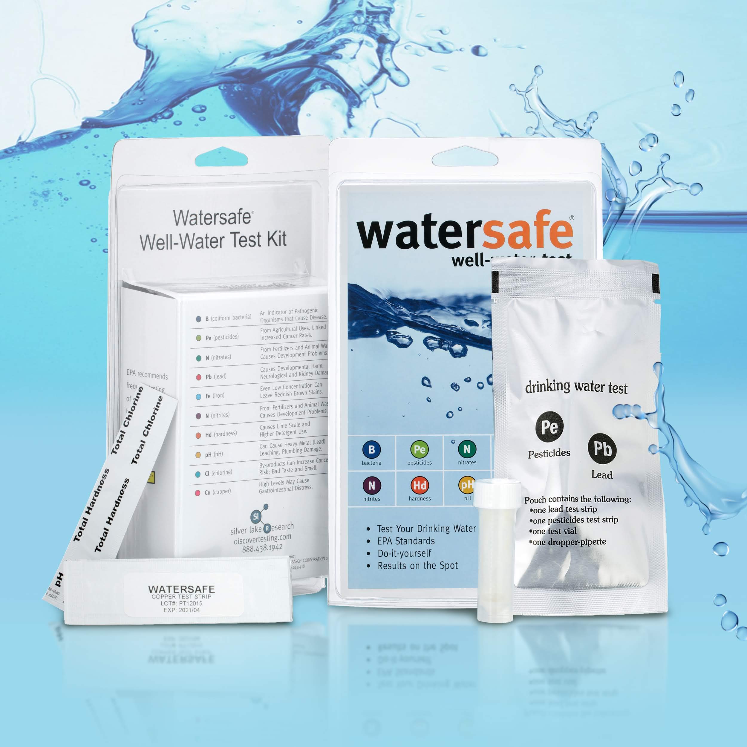 Watersafe Drinking Water Test Kit World's Most Sensitive Lead Test 10-Parameters Detected in Tap & Well Water, Easy Test Strips for Lead, Pesticides, Bacteria, Hardness and More (White)
