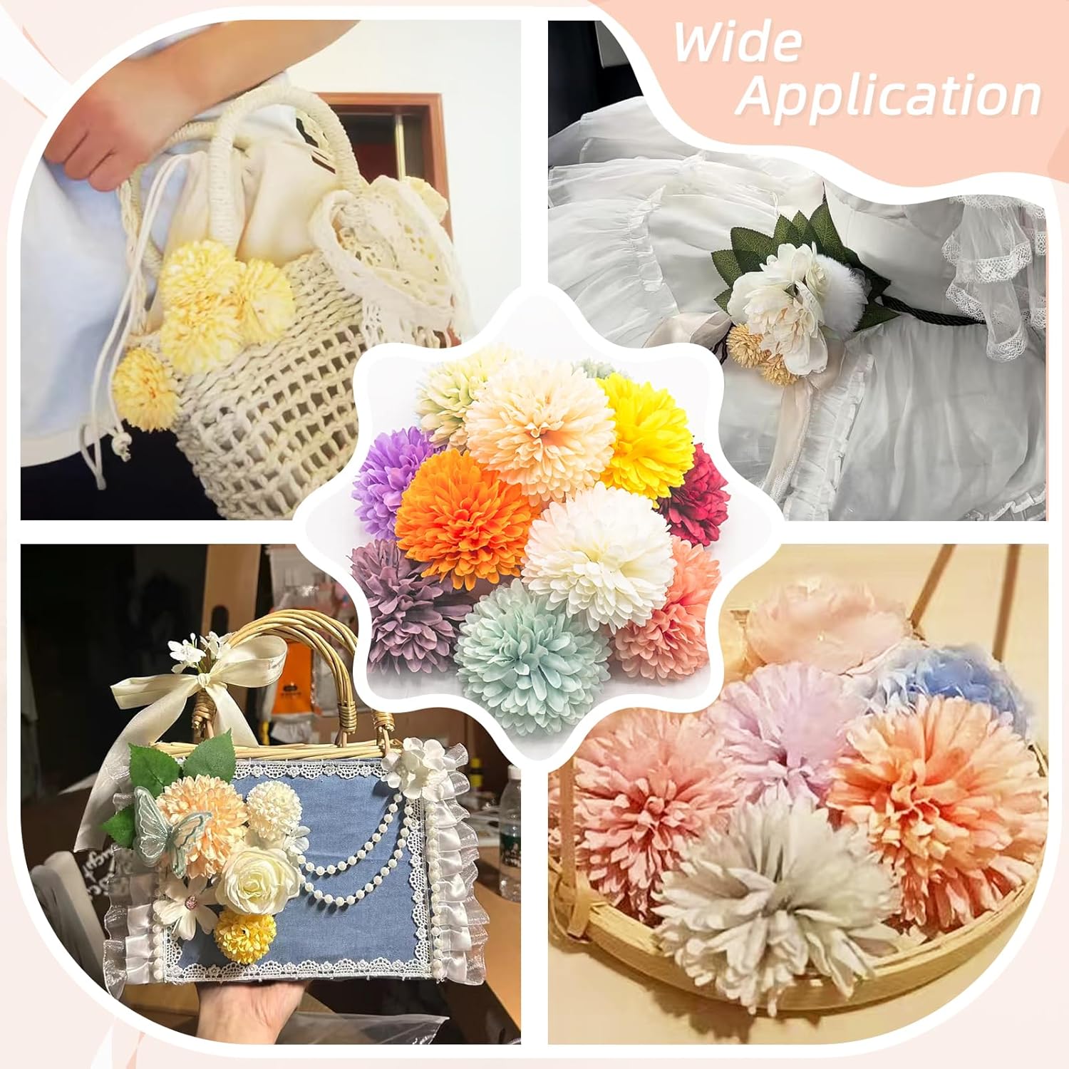 10Pcs Light Pink Artificial Chrysanthemums Ball Flowers,Artificial Flowers Stemless Faux Ball Chrysanthemum for Home,Lifelike Artificial Chrysanthemum Ball Flowers for DIY Wedding Party Decoration - Image 6