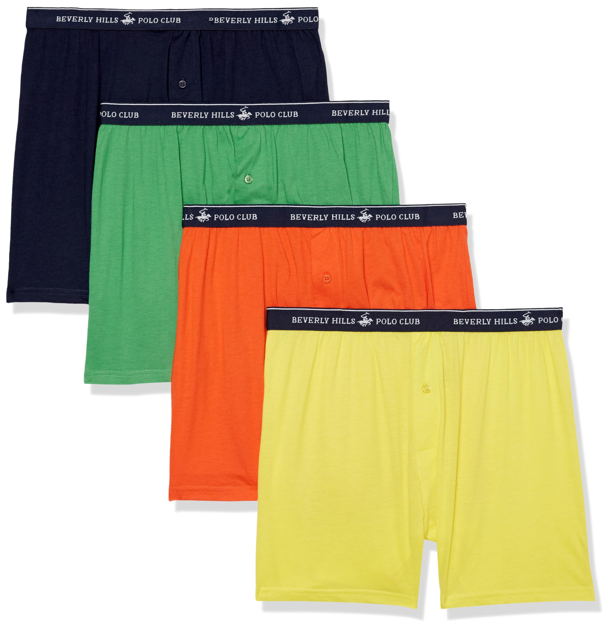 Beverly Hills Polo Club Mens 4 Pack Knit Boxer Shorts