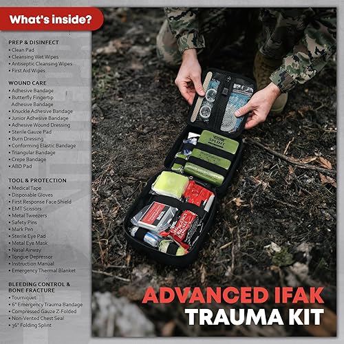 Miniatura 2 de Kit avanzado de primeros auxilios para trauma, equipo de campamento de emergencia con kit de torniquete, vendaje de compresión, férula de 36