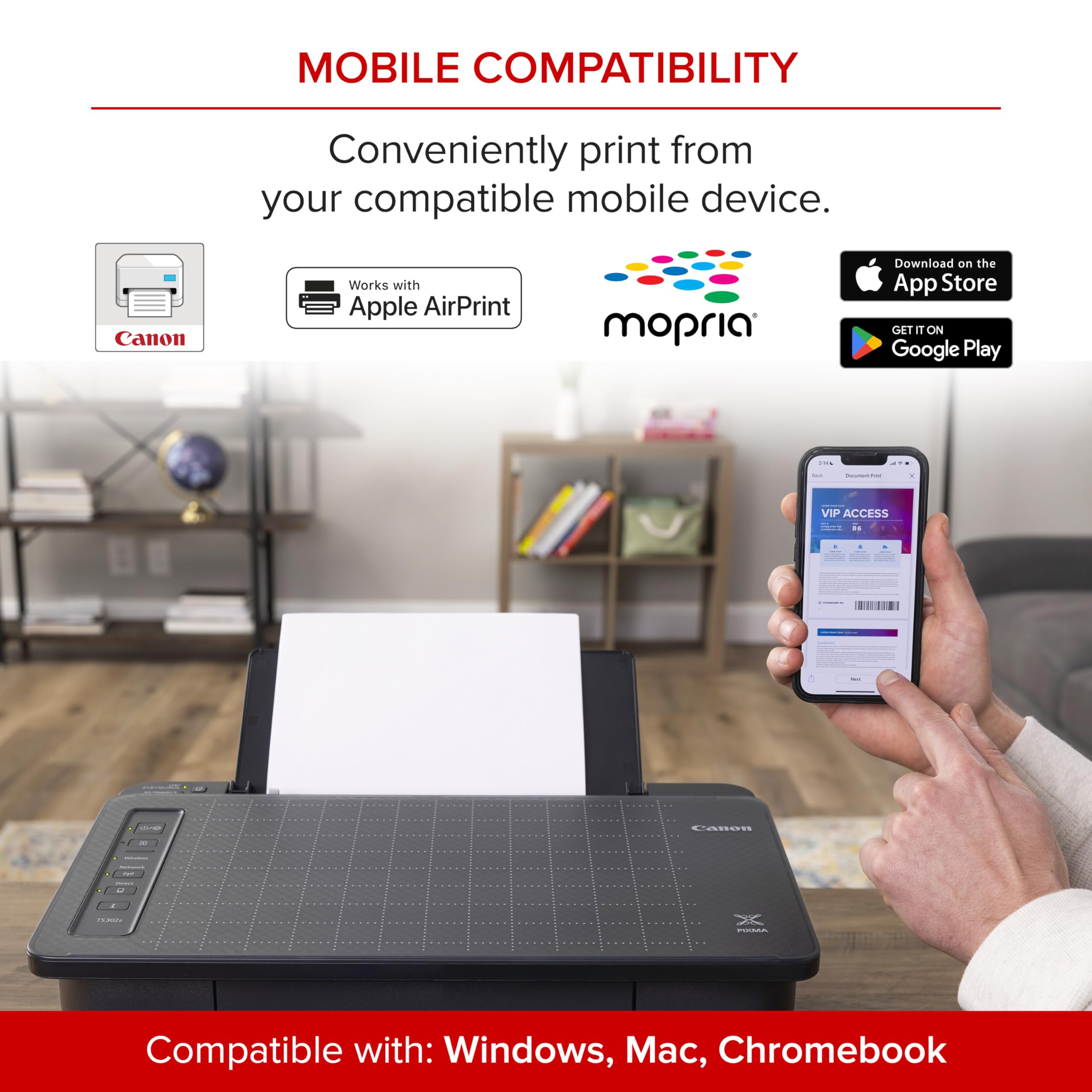 Canon USA PIXMA TS302a Wireless Inkjet Home Printer