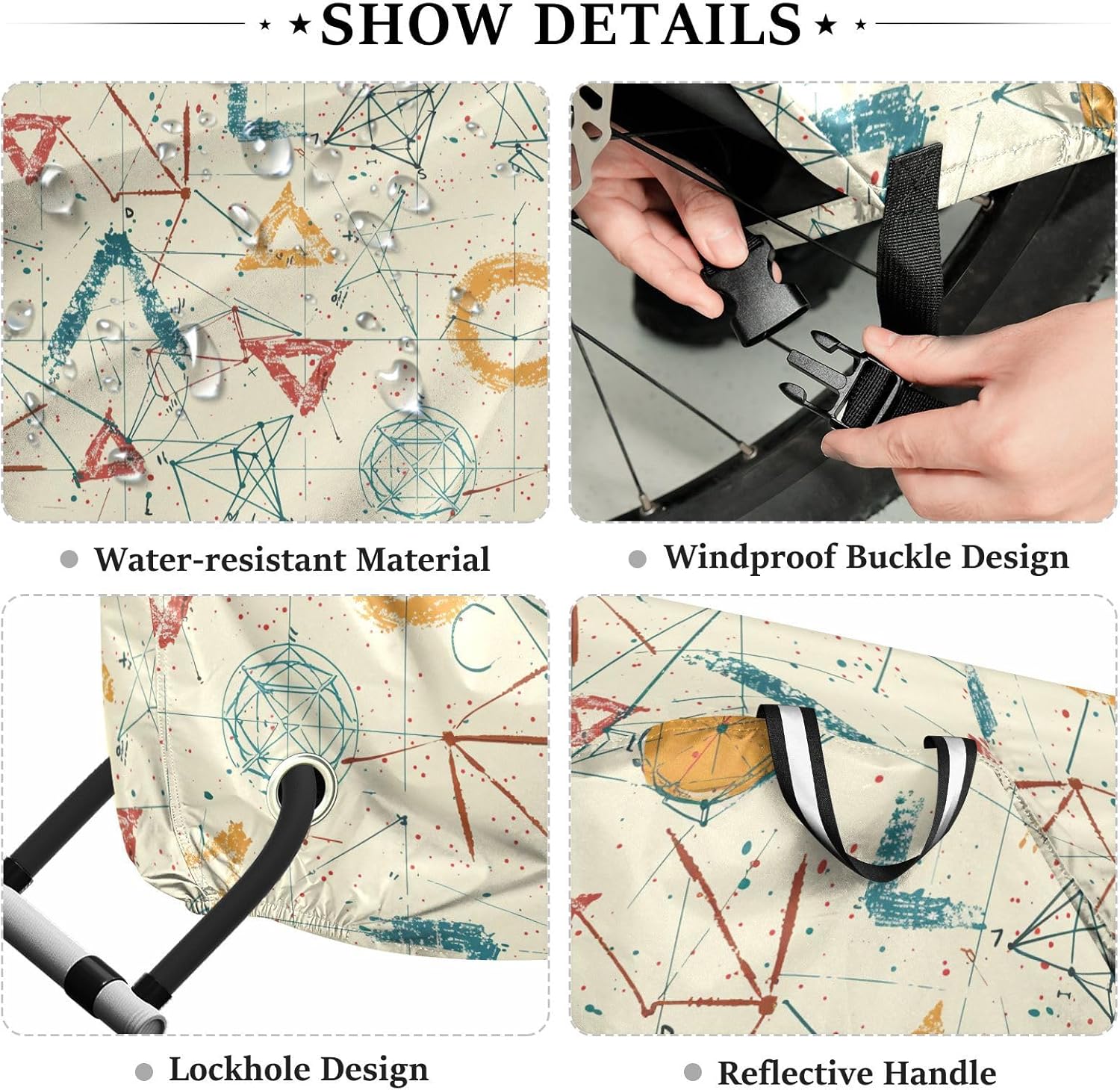 ALAZA Math Graphics Bike Cover Waterproof Outdoor Ebike Bicycle Covers Tarp Protection for 1/2 Bikes, Sun UV Dust Wind Proof